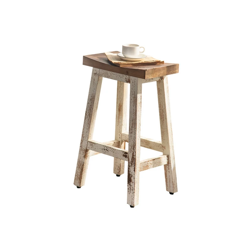 Handcrafted Shabby Chic Retro Wooden Decorative Stool Flower Stand