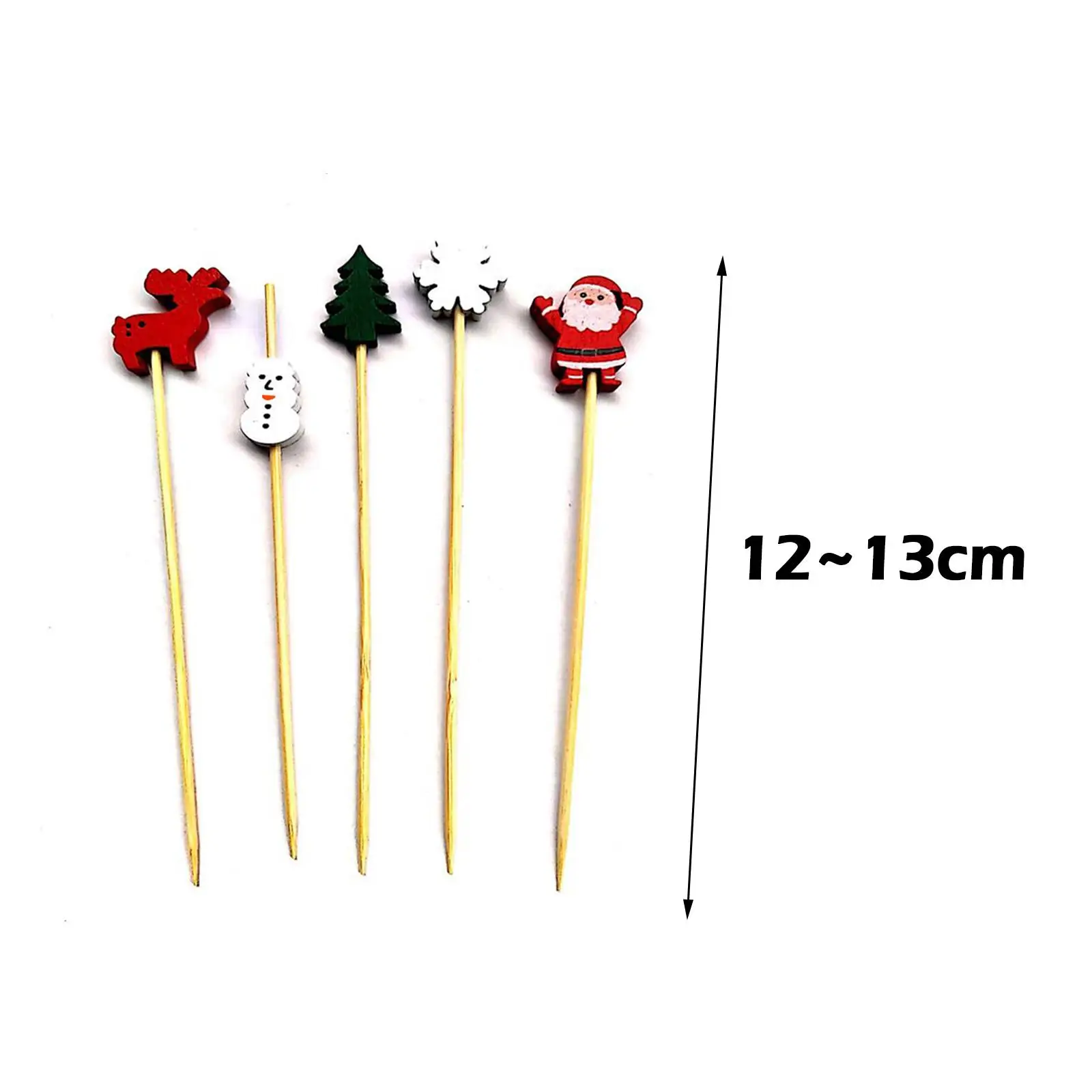 100Pcs Christmas Toothpicks Food Picks Dessert Buffet Fruit Salad Fork Cake Muffin Party Vegetable Sticks Cocktail Xmas Decor - купить по
