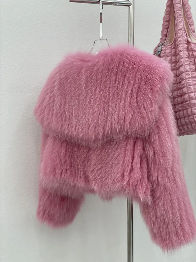 Nagodo Autumn Winter Women Short Faux Fur Coat 2022 Fashion Luxury Big Collar Kawaii Furry Coat Pink Fluffy Fake Fur Coat