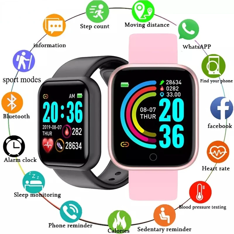 

Watch Men Women Heart Rate Monitor Sport Fitness Tracker Children's Smartwatch D20 For Android Smart Clock Free shipping