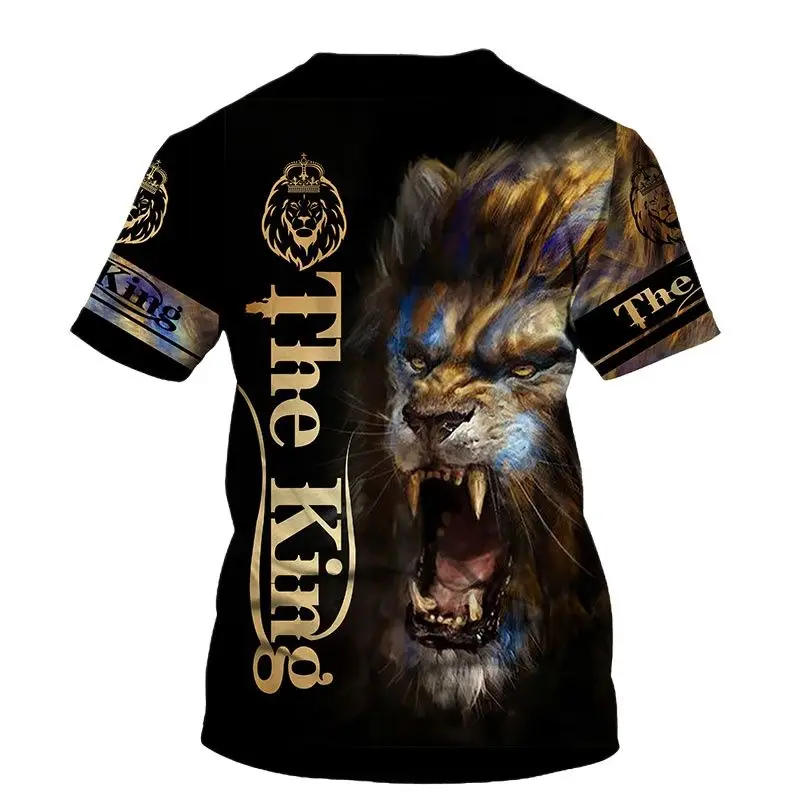 

Fashion men's lion and grassland king 3D printed men's T-shirt, cool summer clothing, street T-shirt, oversized men's clothing