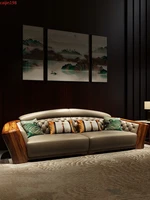 cj villa black gold wood home furniture modern new chinese solid wood sofa american living room furniture combination