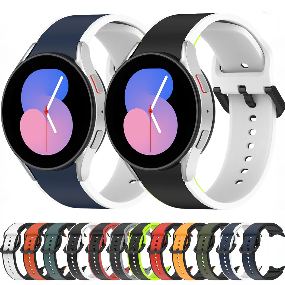 

Silicone Strap for Samsung Galaxy Watch 5/4 40mm 44mm/5 Pro 45mm Sports two-tone Bracelet Wristband for Watch 4 Classic 46mm42mm