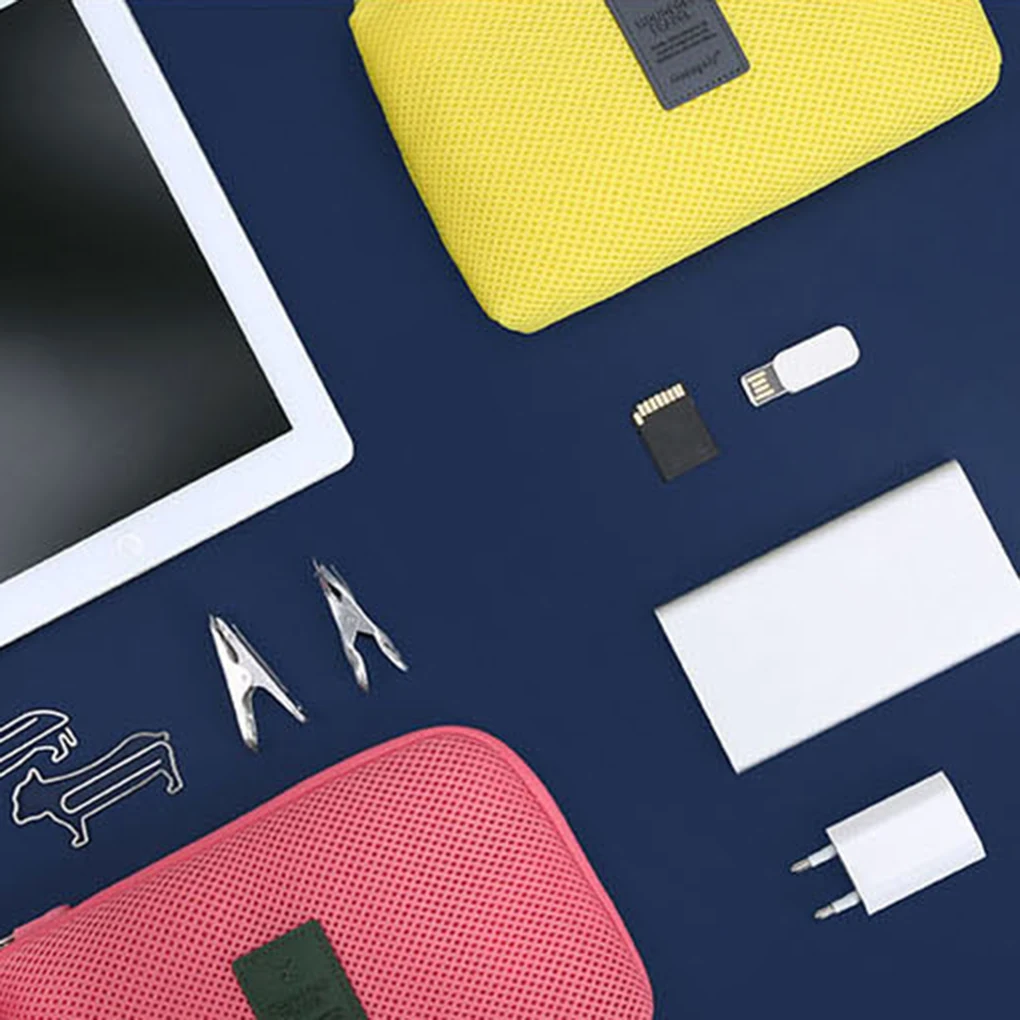 

Дорожная коробка для хранения портативных цифровых наушников, кабелей для передачи данных, сетчатая губчатая сумка, держатель внешнего акк...