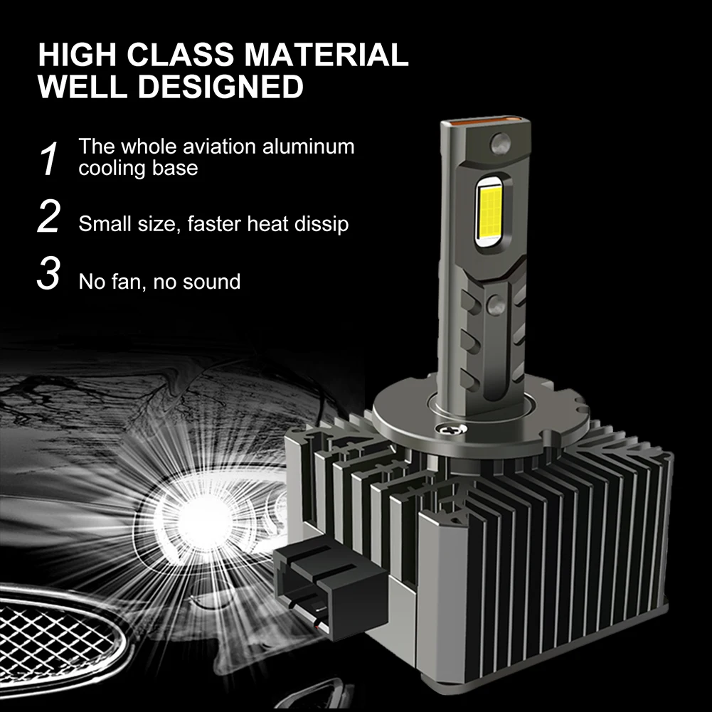 2Pcs Car LED Bulb D3S Headlight HID D1S D2S D4S 12500LM 110W Double Sided 6000K White Plug and Play IP67 Waterproof Lamp - купить по