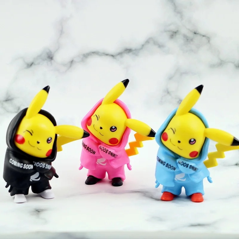 Модная черная розовая синяя мультяшная кукла Pokemon Pikachu украшение для автомобиля