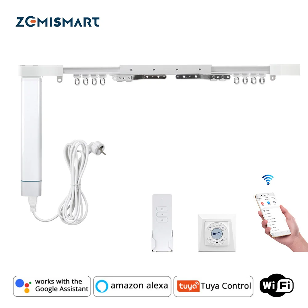 Zemismart Tuya WiFi Smart Curtain Track Blind Motor Alexa Echo Google Home Alice Voice Control Electric Stage Curtains