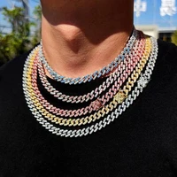9mm miami iced out cuban link chain necklaces for men bracelet full rhinestone jewelry set colorful necklace hip hop chains gift