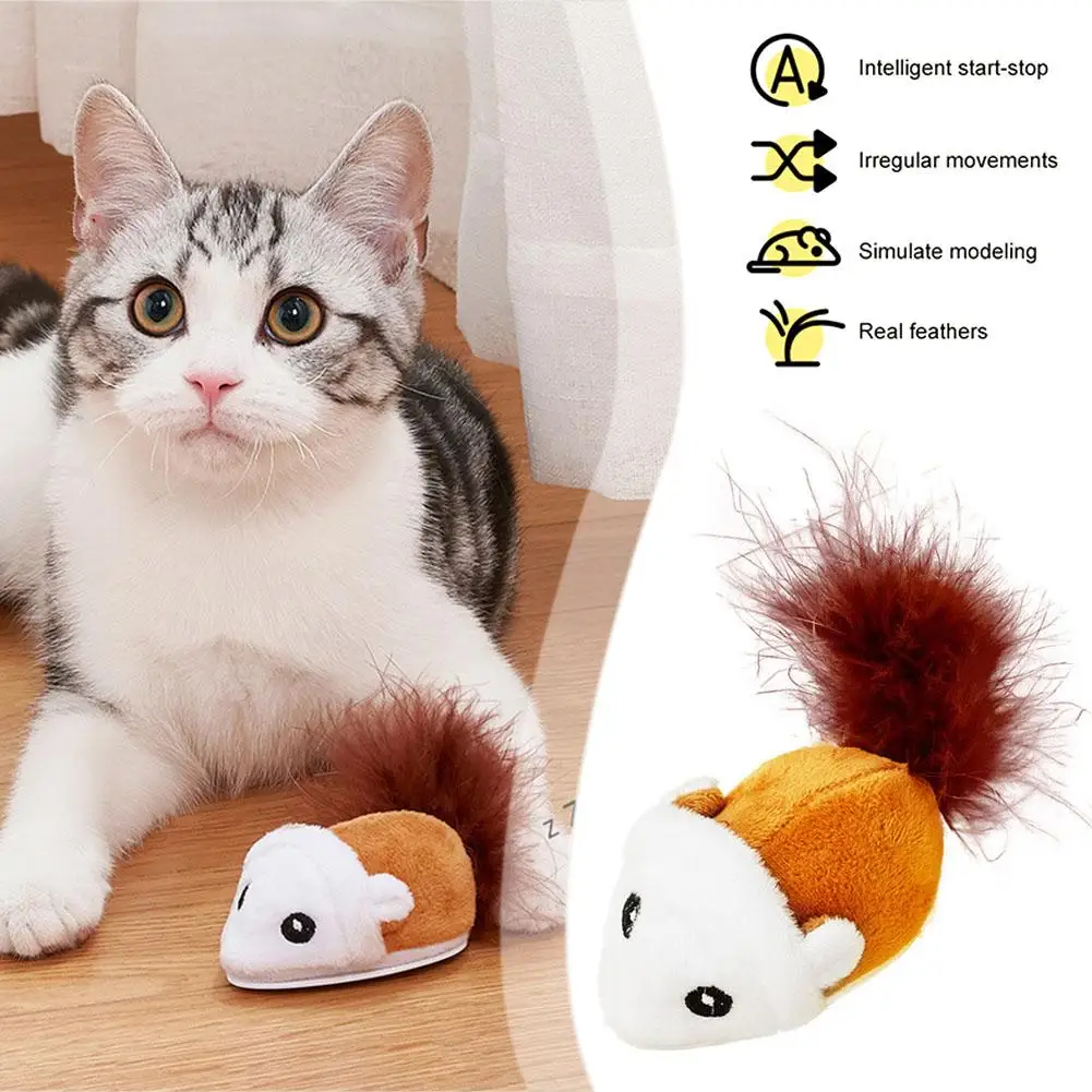 

Smart Running Mouse Cat Toy Interactive Random Moving Simulation Kitten Teaser Plush Self-Playing Electric Toys Toys Cat Mi Y0T3