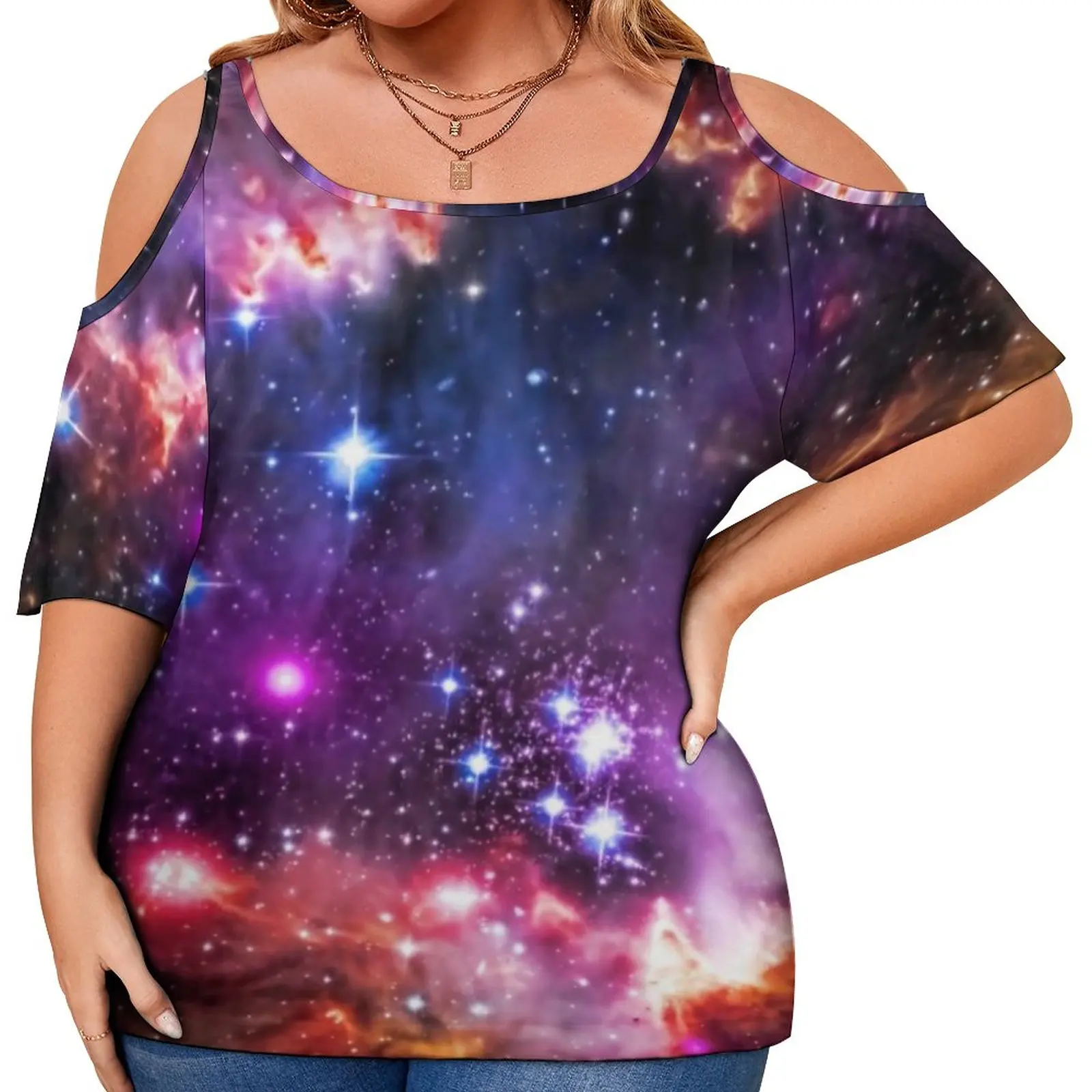 

Футболка со звездами и Галактикой, Забавные футболки с принтом космоса, уличная одежда с коротким рукавом, футболки с принтом, летние футбол...