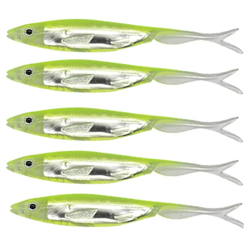 

5pcs/lot Soft Fishing Lure 75mm 95mm Soft Silicon Artificial Bait Freshwater Saltwater Fishing Accessories Bass Trout Swimbaits
