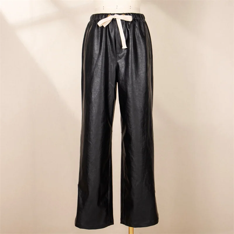 Женские брюки 2024 новинка зимы облегающие широкие с высокой талией брюки-клеш из