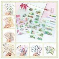 6pcslot lovely stickers diy notes hand painted plants flowers cute sticker diary hand account decoration 1 styles can choose