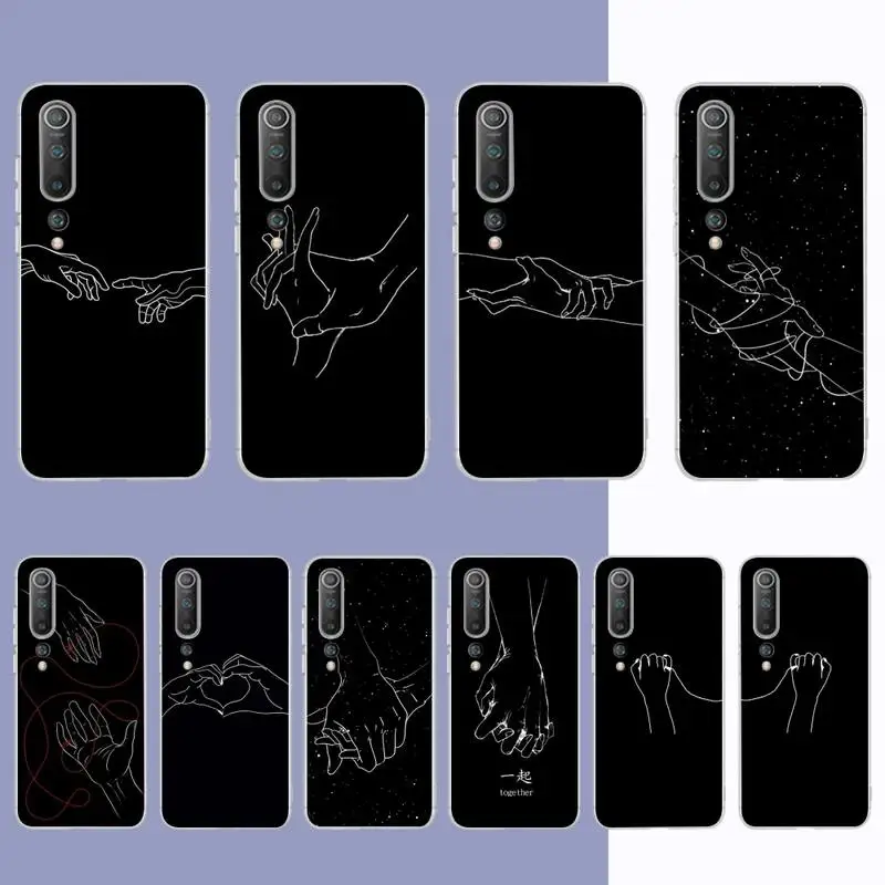 

FHNBLJ Lover Hand Line Simple Phone Case for Samsung S21 A10 for Redmi Note 7 9 for Huawei P30Pro Honor 8X 10i cover