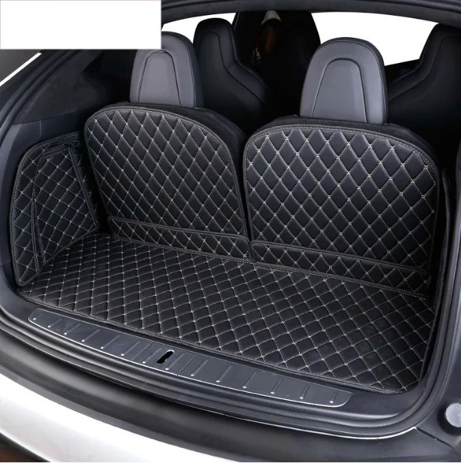 

car trunk mats for tesla model x luxury fiber leather car trunk mat 2015 2019 2020 cargo liner rug carpet accessories