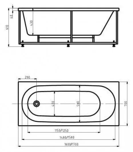 Ванна Aquatek Оберон 170 экран вклеенный каркас слив слева | Обустройство дома