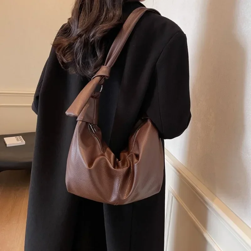 Большие однотонные сумки через плечо женская сумка-хобо на для женщин зима 2024