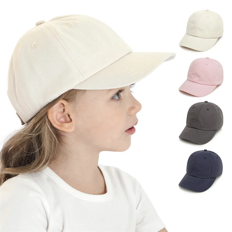 

2023 New Children Sport Visors Hats Solid Color Adjustable Baseball Cap for Baby Soft Cotton Caps Boys Girls Outdoor Sun Hat