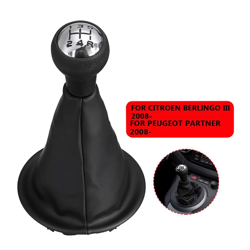

Car Gear Shift Knob Lever Shifter Stick Gaiter Boot Cover PU Leather For Citroen Berlingo III MK3 For Peugeot Partner 2008-on