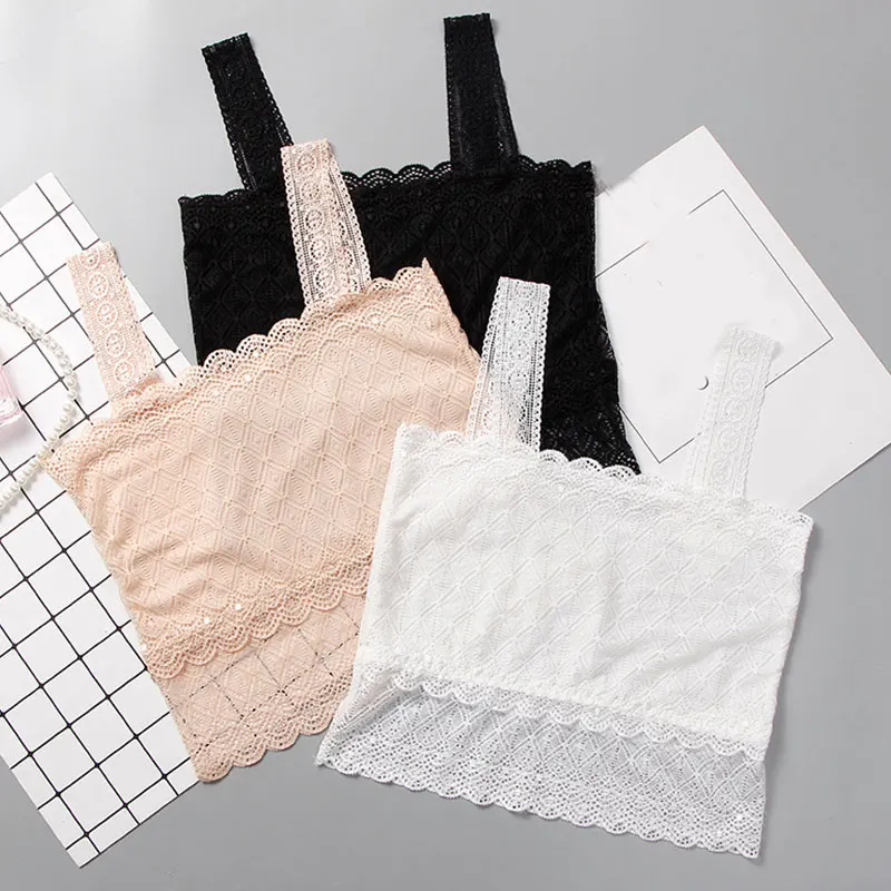 

Ladies Breathable Bralette Solid Color Spring Summer Comfortable Tank Tops Sexy Lace Floral Camisoles For Women Girls