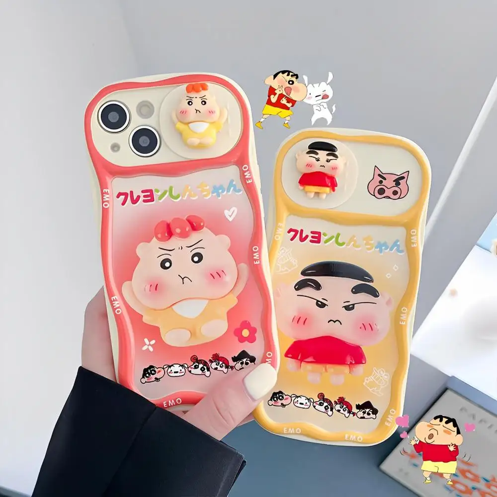 

Мультяшный интересный чехол для телефона Crayon Shin-Chan для Iphone 14 13 12 11 Pro Max, милый кронштейн из силикагеля, полноразмерный задний Чехол