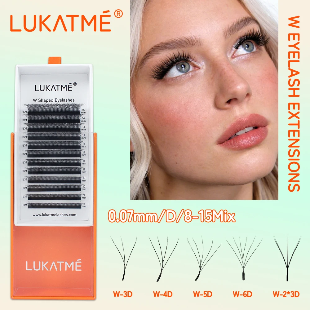 Фото Накладные ресницы LUKATME 3D 4D 5D 6D W, 8-15 мм, готовые пучки, двойные 3D W объемные ресницы, накладные ресницы из искусственного меха BASF №1