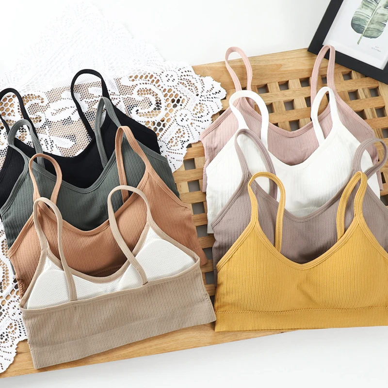 

ASHEYWR Women Fashion Bras Beauty Back Shockproof Push Up Tube Top Underwear Solid Workout Sexy Breathble Kintted Bra Female