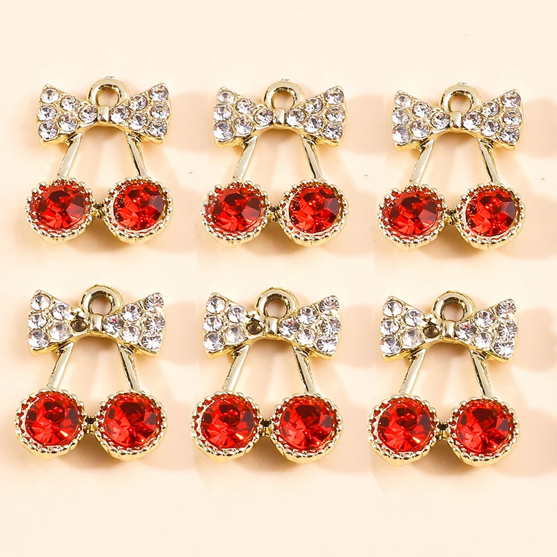 

20*18mm 10pcs Lovely Red Cherry Charms Crystal Cherry Pendants of Necklaces Bracelets Charms of Earrings for DIY Jewelry Making