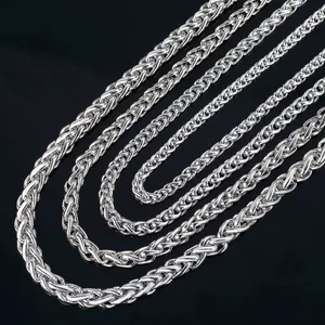 Twisted Rope Chain Necklace For Women Men Hip-hop Singer Jewelry 50cm Long Gold Silver Color Neckalc