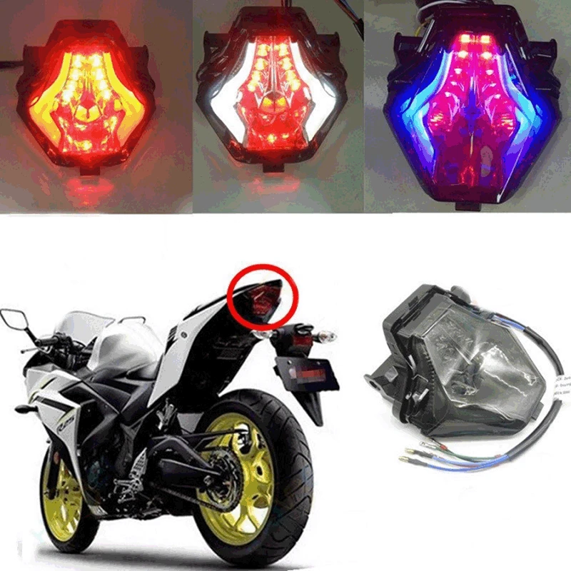 Led Modified Motorcycle Taillight Three-Color Brake Light Yamah R3 Turn Signal Motorcycle Accessories