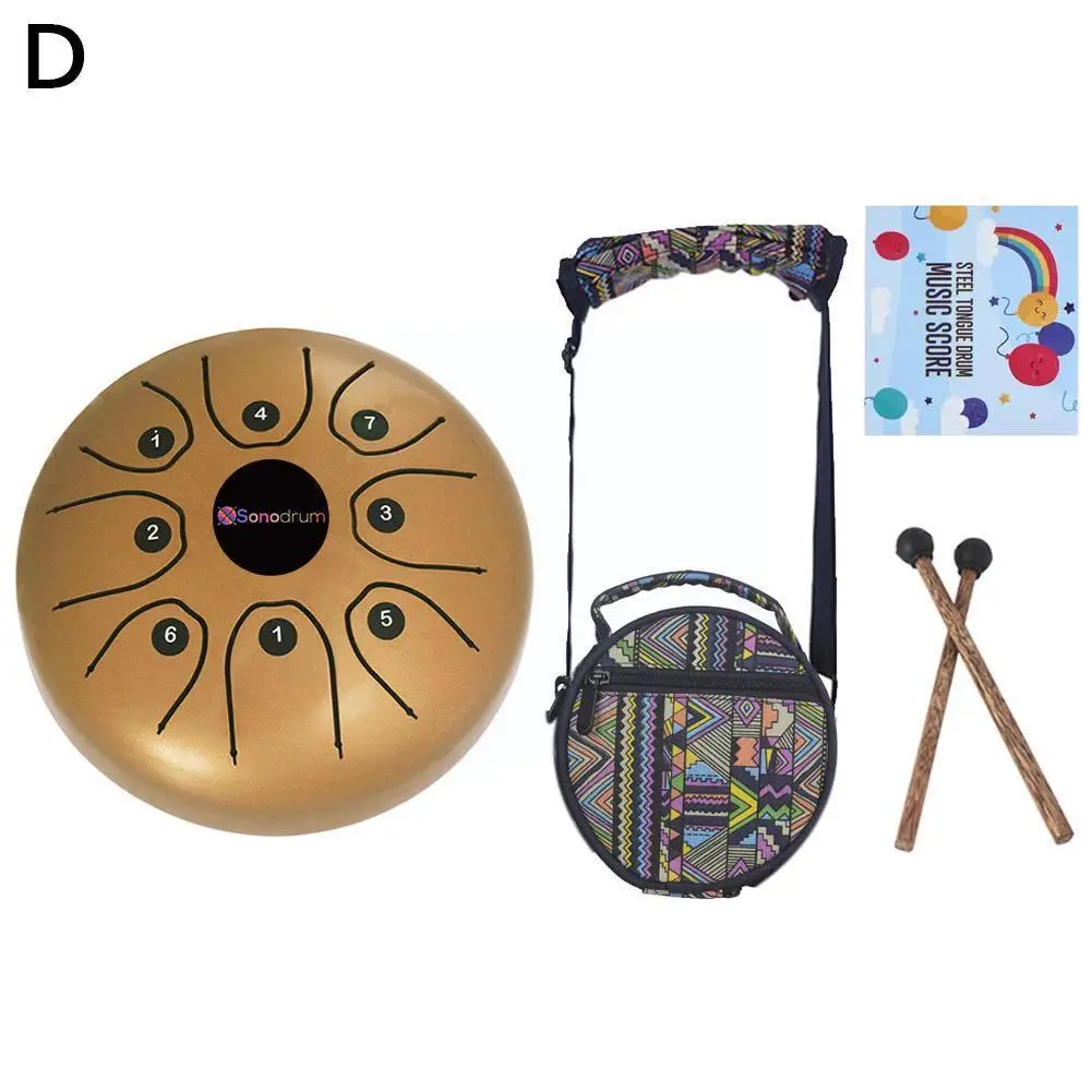 

5.5 Inch Mini Drum 8 Tone Steel Tongue Drum Instrument Drum Tambourine Children Drum Ethereal Percussion Adult Beginners C- X1r8