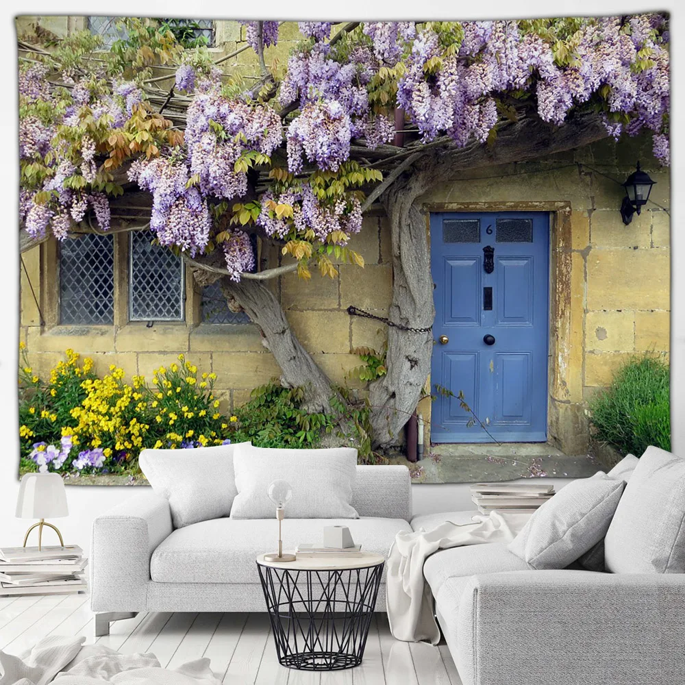 Винтажный кирпичный настенный цветочный гобелен городская уличная лоза