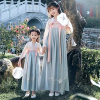 mother daughter chinese traditional hanfu suit vintage embroidered dresses family matching outfits elegant cosplay costumes
