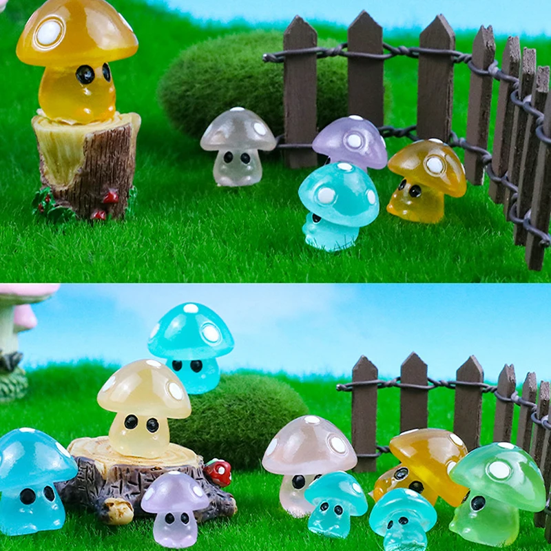 

10 шт., миниатюрные светящиеся грибы для украшения сада