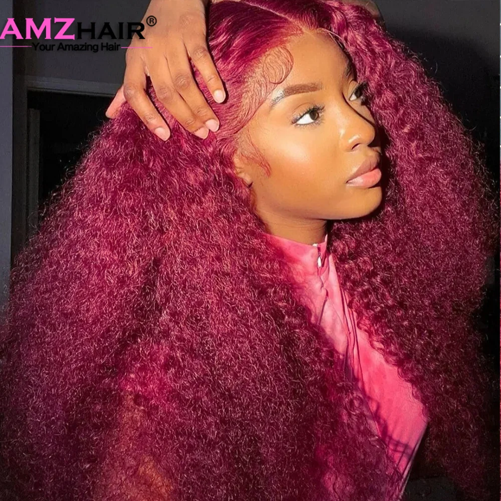 

99j цветной парик из человеческих волос 13x 4 на сетке спереди, водная волна, бордовый 4x4 Hd парик на сетке, бразильский предварительно выщипанный кудрявый парик для женщин