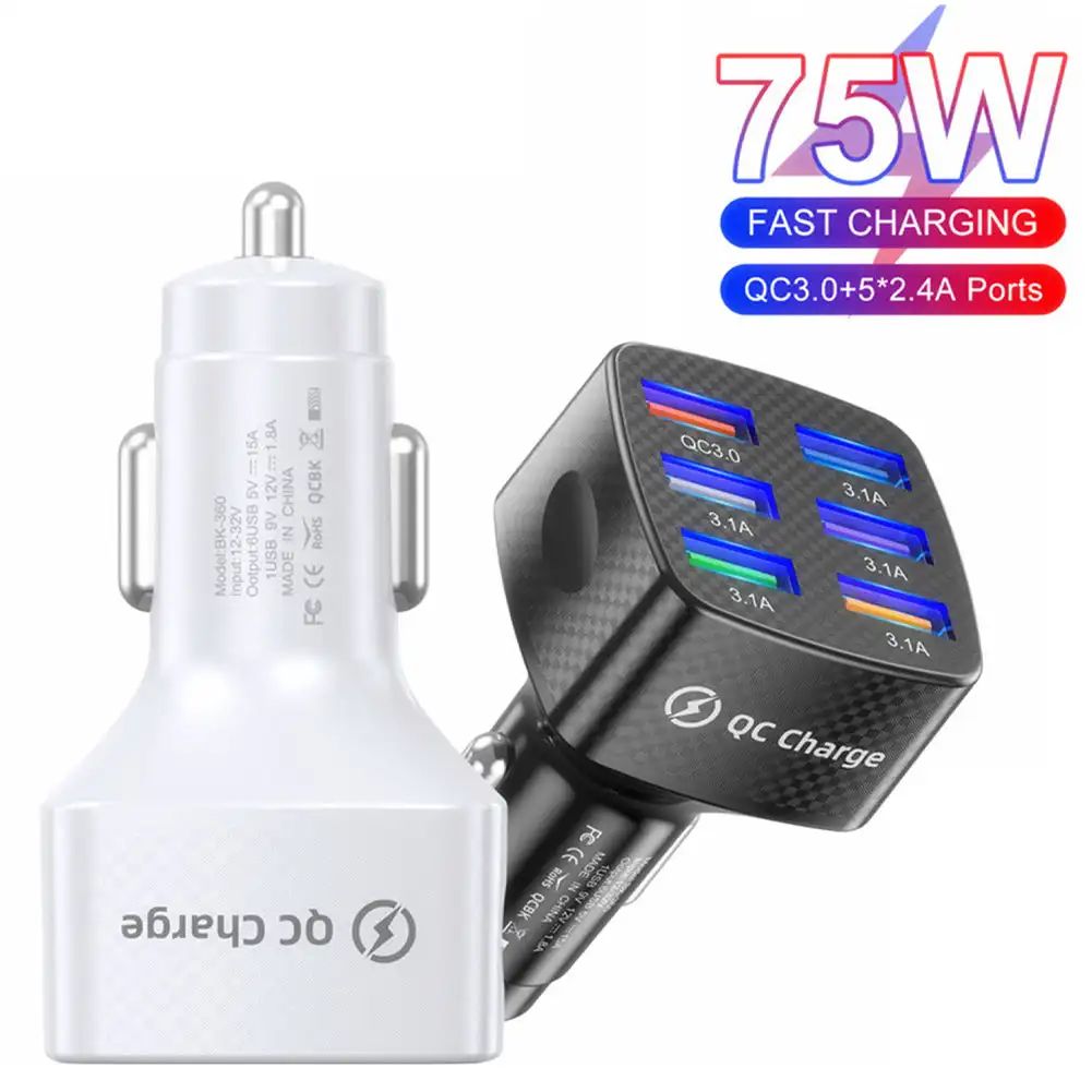 

Автомобильное зарядное устройство с 6 USB-портами, 75 Вт, 15 А