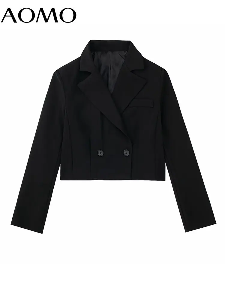 

Женский укороченный Блейзер на пуговицах AOMO, винтажная верхняя одежда с длинным рукавом JE59A, 2022