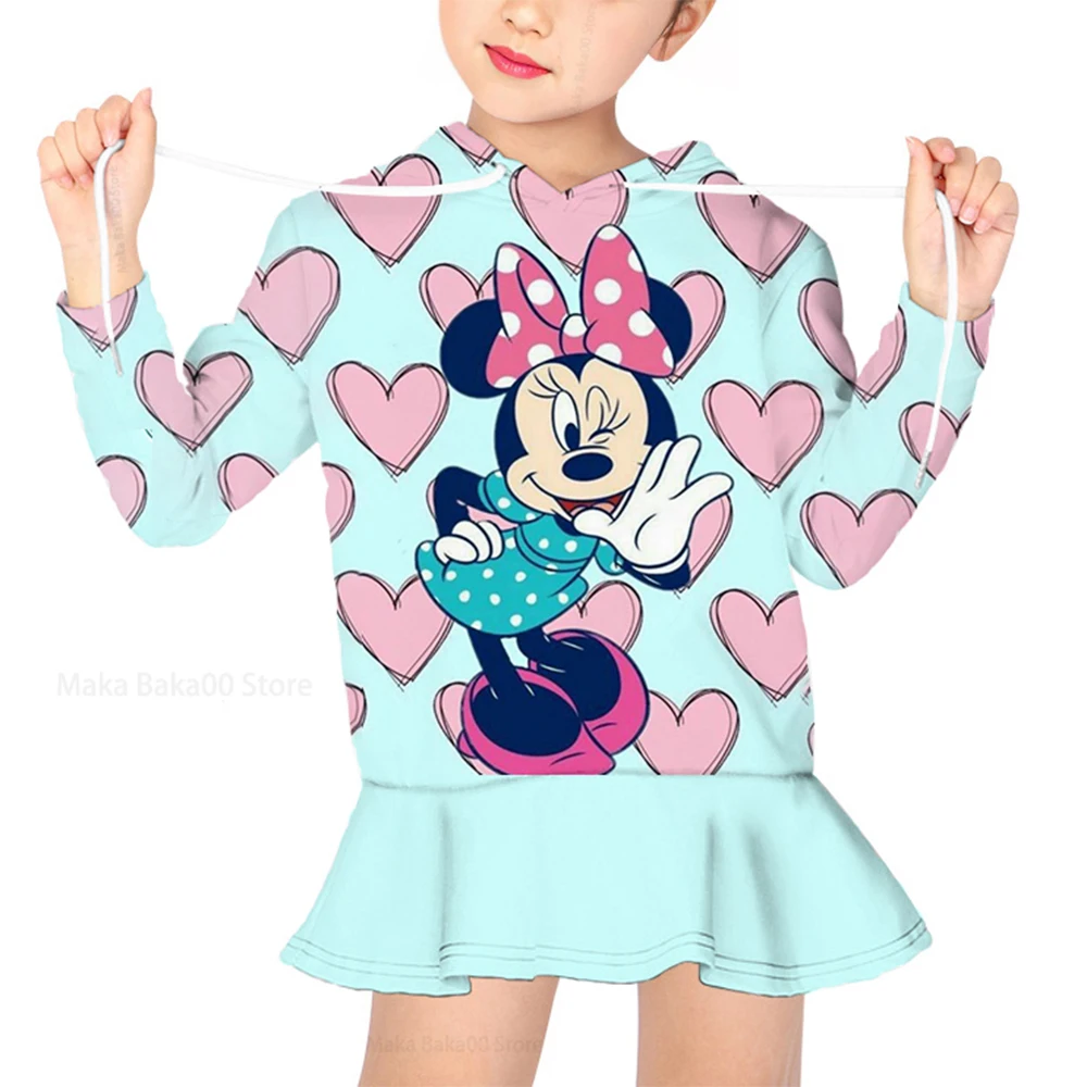 

Autumn and winter girls' new sweater dress Disney Minnie print long-sleeved hoodie casual cartoon cute sweater dress
