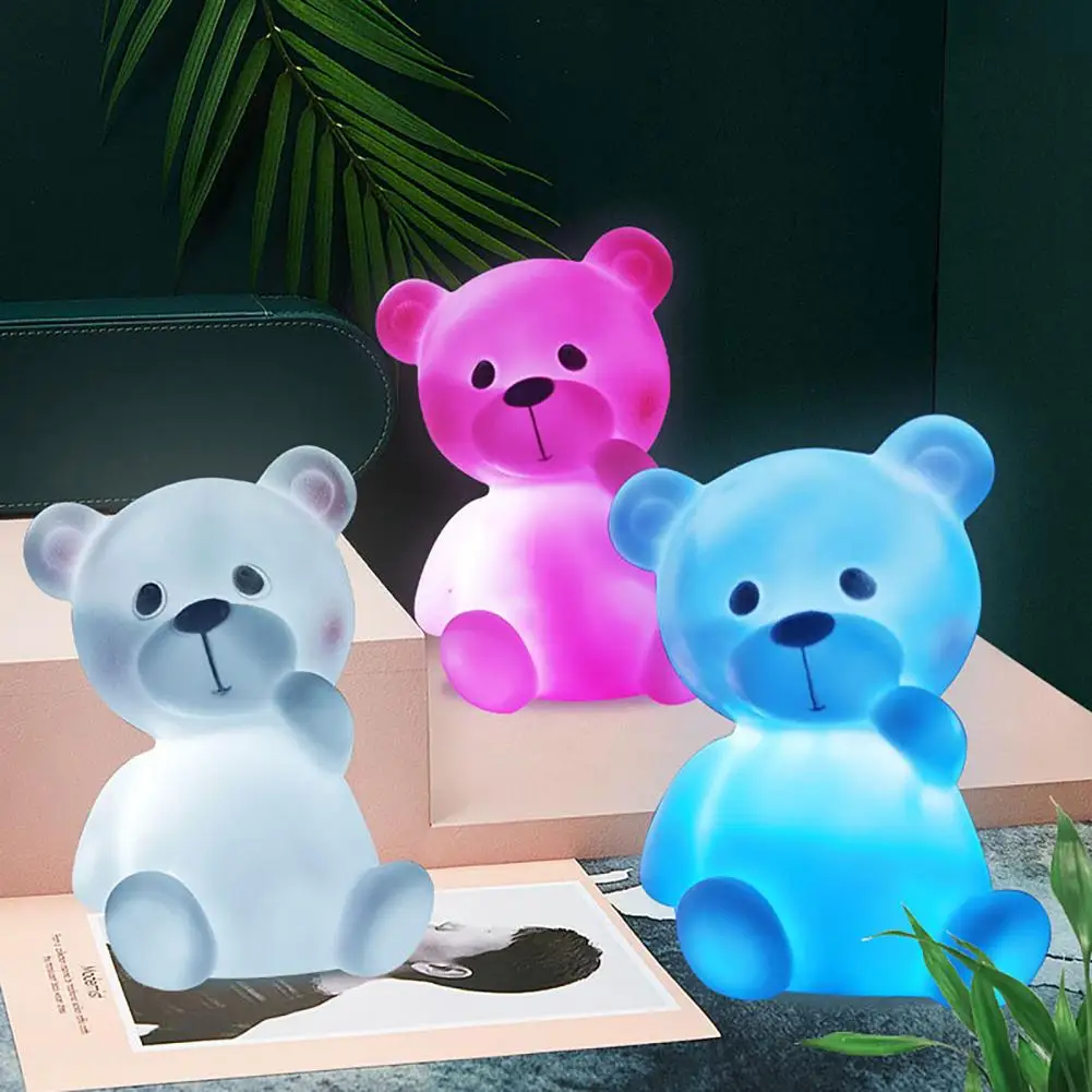 

Creative Desktop Light 4 Colors Night Light Non-Glaring Bear Lamp Creative Animal Desk Light Decor Decorative