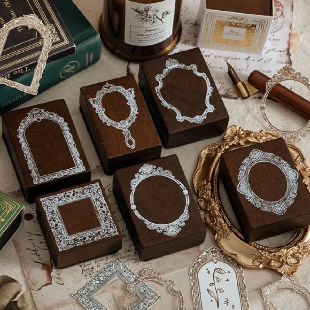 

1PC Vintage Mirror Border Stamp Edging Wooden Rubber Stamps for Scrapbooking Journaling Innovative Standard Stamp DIY Frame