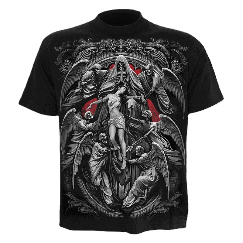 

2022 Summer 3D Horror Skull Print T-shirt for Men Oversized Casual Short-Sleeved Fashion Harajuku Funny Hip-Hop O-Neck Man Top