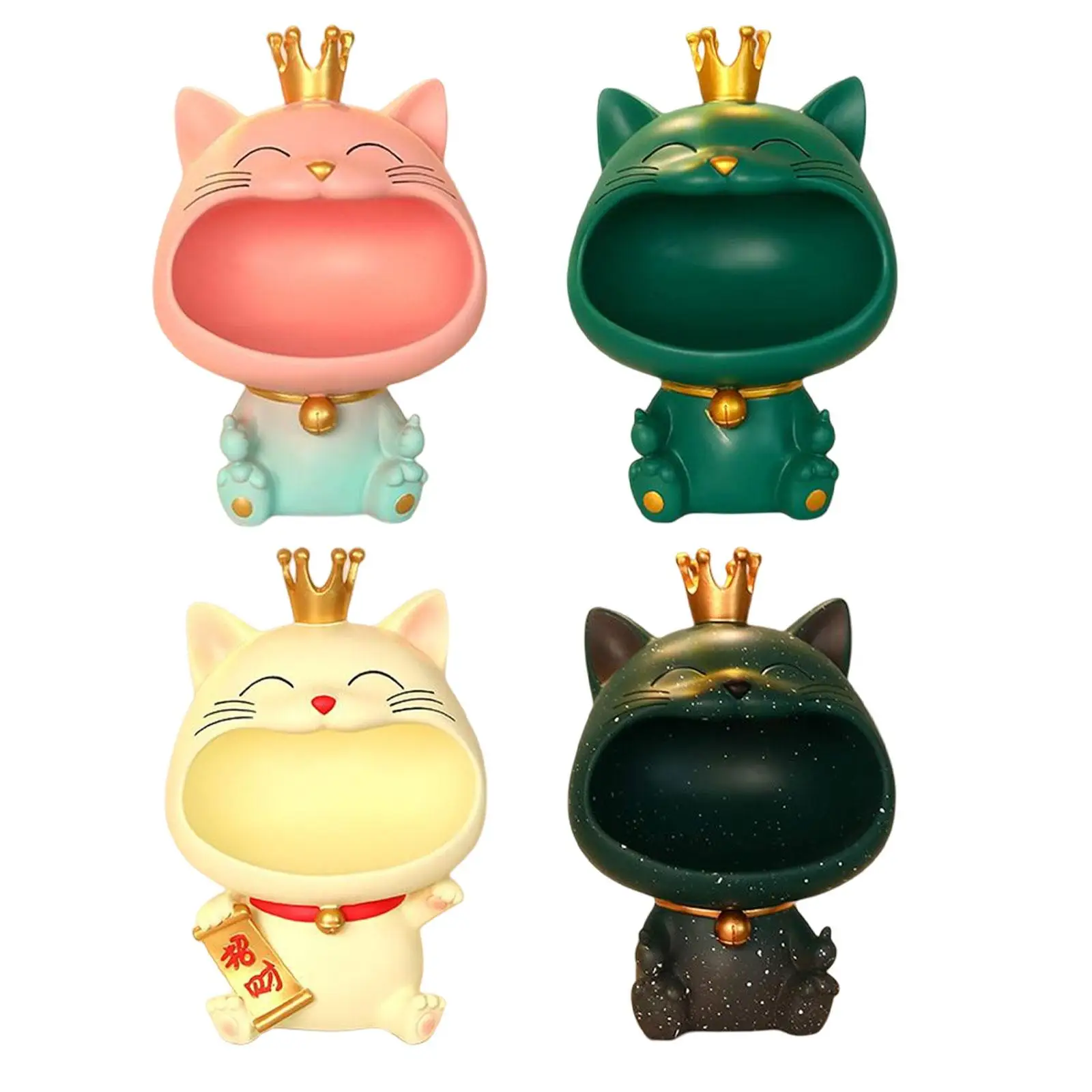 

Cat Figurine Storage Box Nordic Large Mouth Animal Storage Bowl Ornament Snack Holder for Living Room Home Tabletop Decor