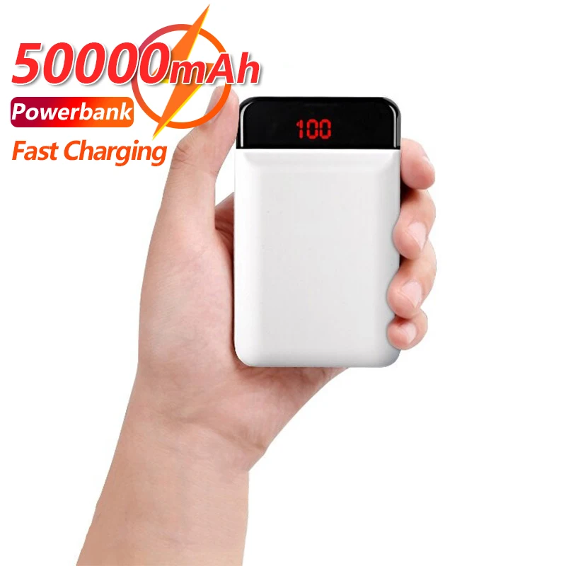 

50000mAh Portable Mini External Battery One-way Fast Charging Charger Power Bank LCD Digital Display for Xiaomi Iphone Samsung