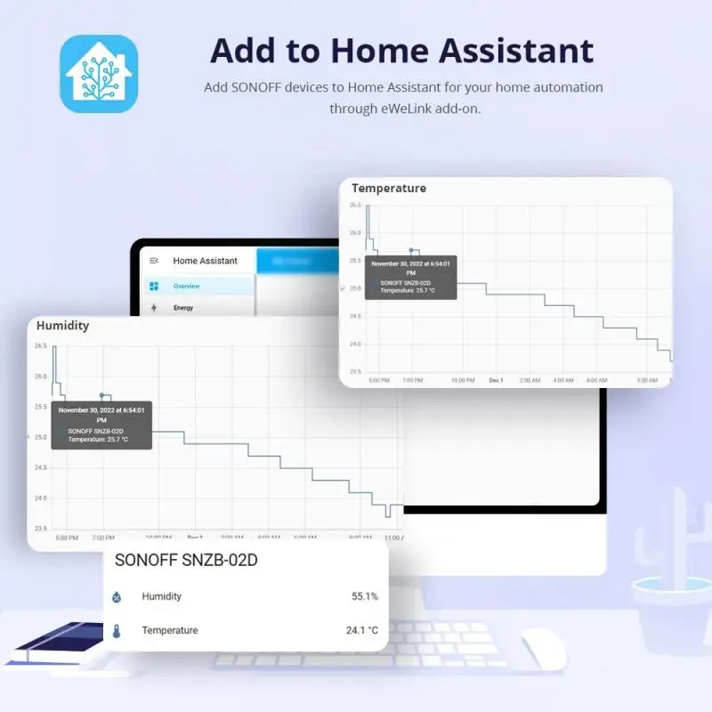 SONOFF SNZB-02D Zigbee умный датчик температуры и влажности для ZBBrige-P EWeLink Alexa Google Home Assistant