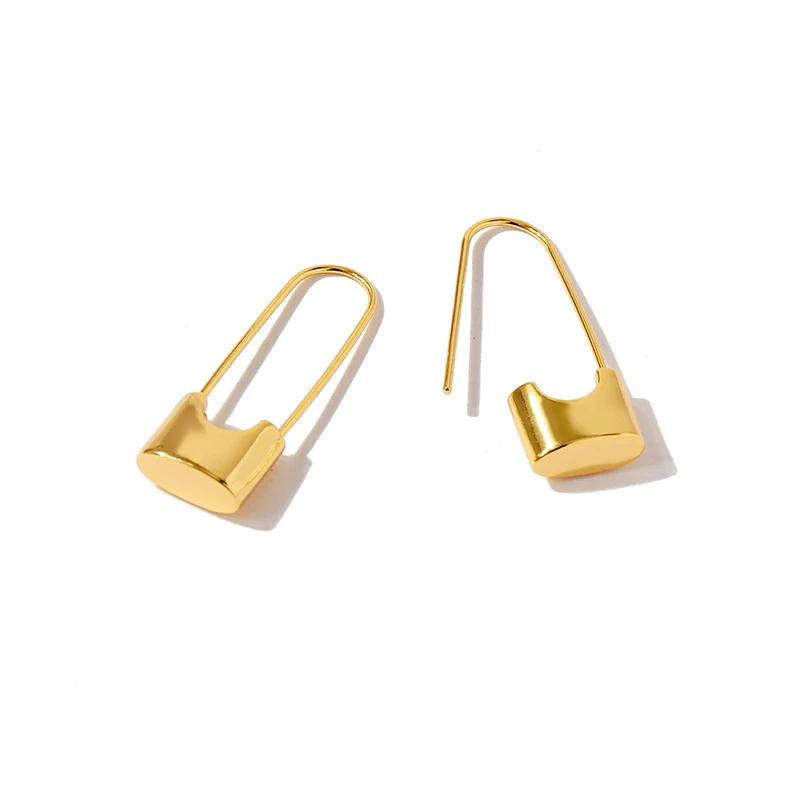

Exaggerated Stainless steel 18k Gold Plated Paper Clip Gold Safety Pin Earrings For Women Jewelry