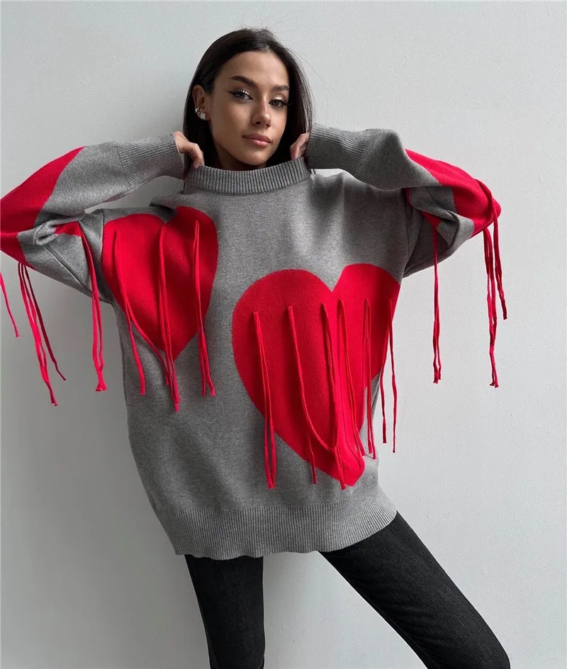 Женский вязаный свитер с бахромой Spifore повседневные свободные пуловеры длинным