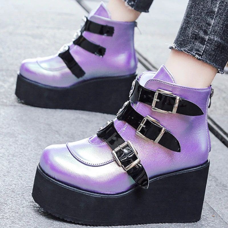 

ботинки на платформе туфли женские 2022 тренд ботильоны женские Красочные кожаные ботинки для женщин, Осенняя обувь на толстой подошве, на та...