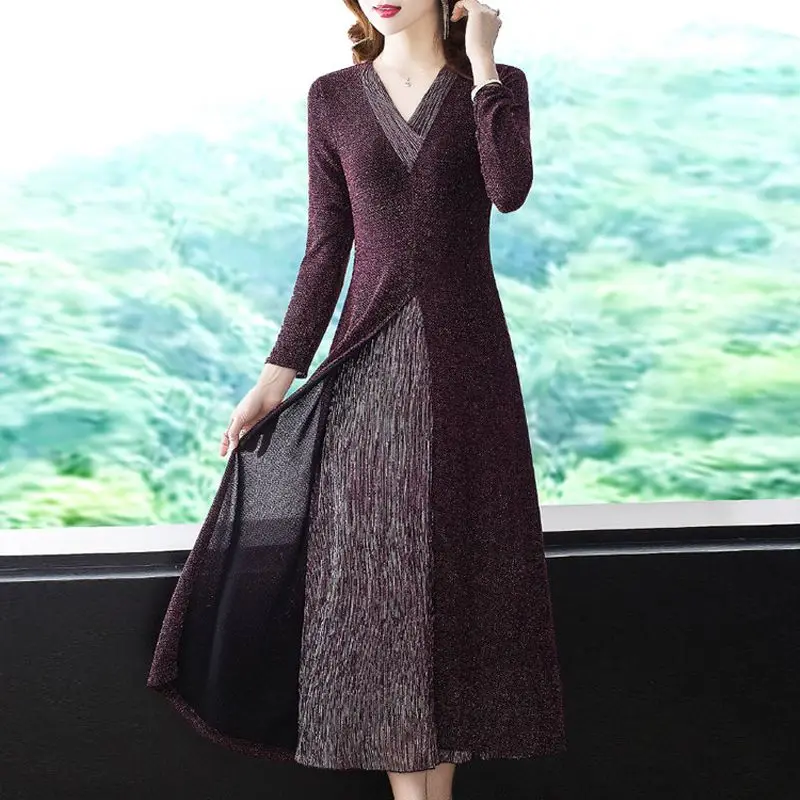 Высококачественное приталенное платье из двух частей с имитацией новая осенняя