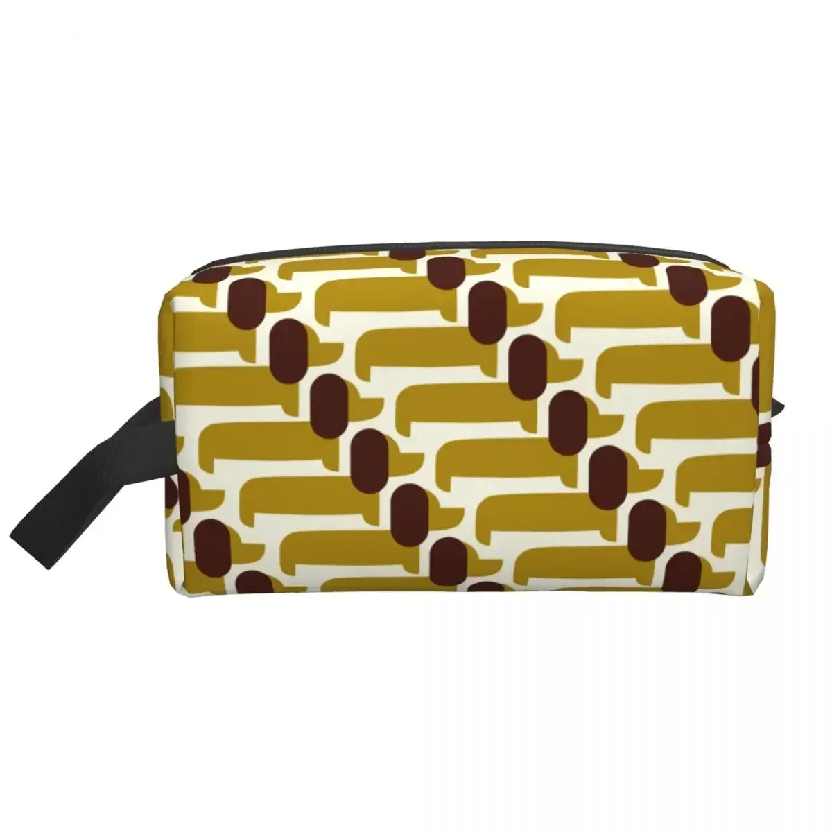 Пользовательские Orla Kiely Prints Dog Show Желтая косметичка для женщин Большая