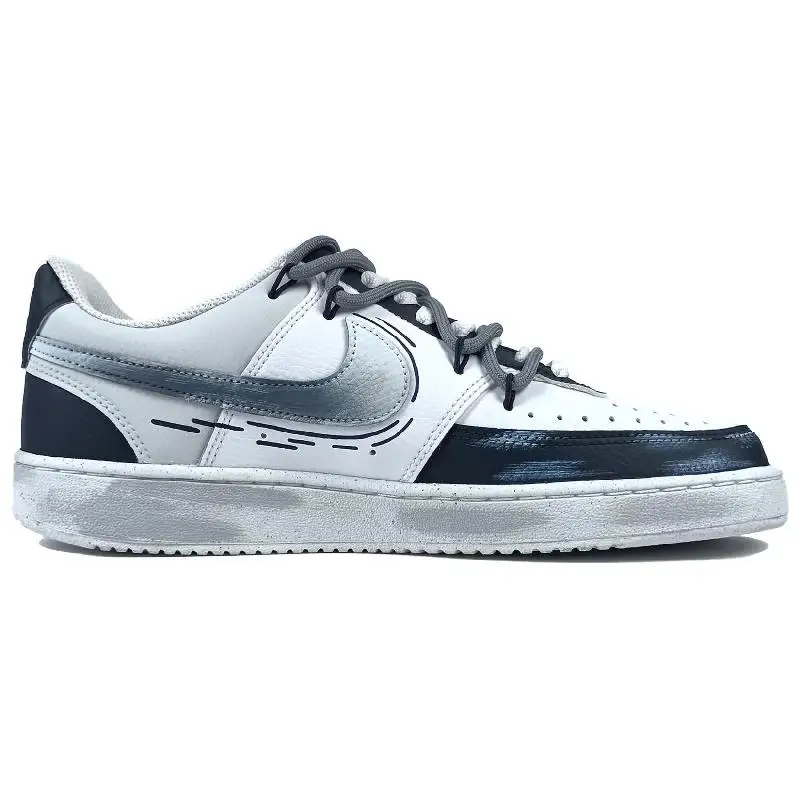 【Настроить】Nike Court Vision 1 обувь для скейтбординга унисекс низкие черные/белые